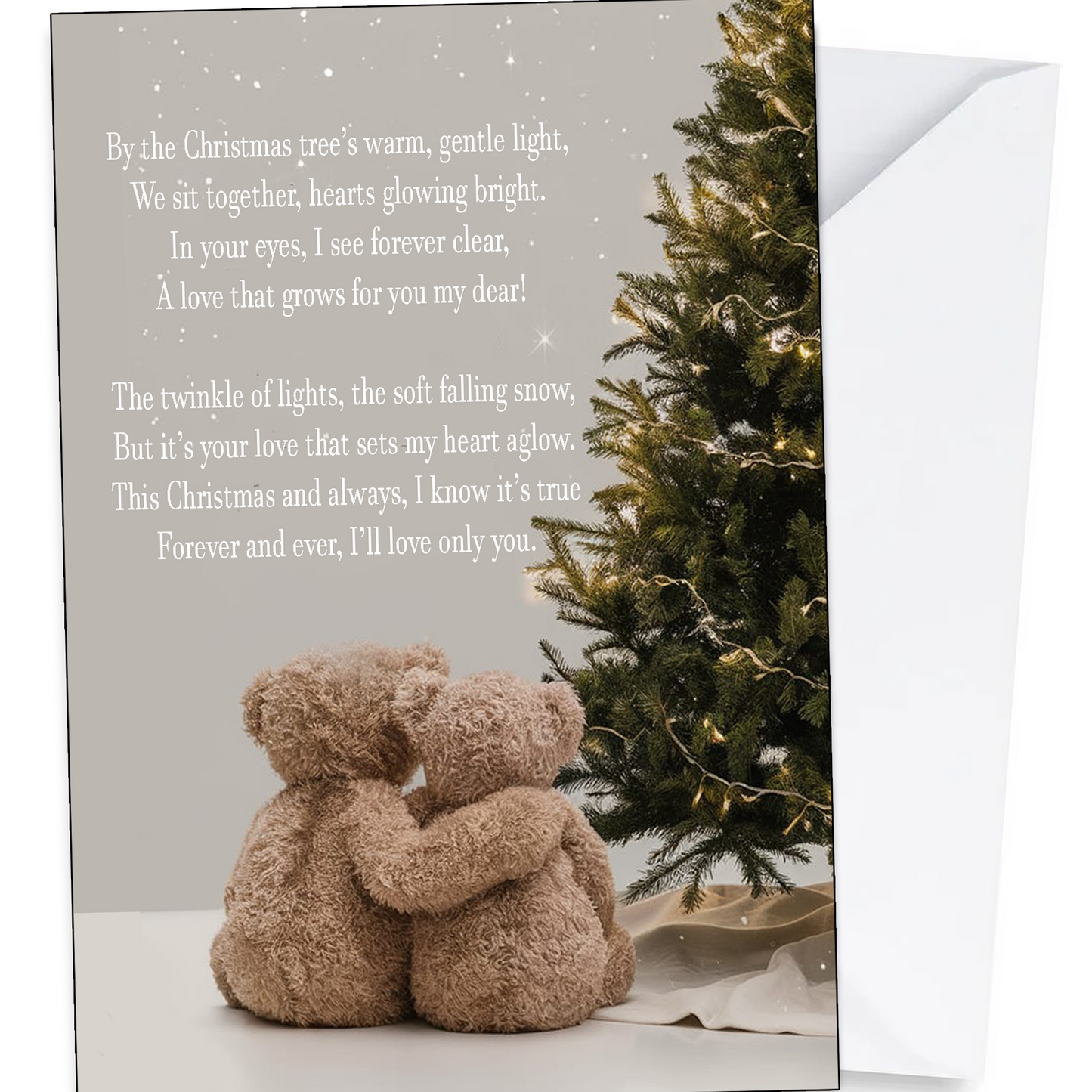 Romantic Teddies Christmas Card for Girlfriends, Wife, Husband, Boyfriend, Fiance
