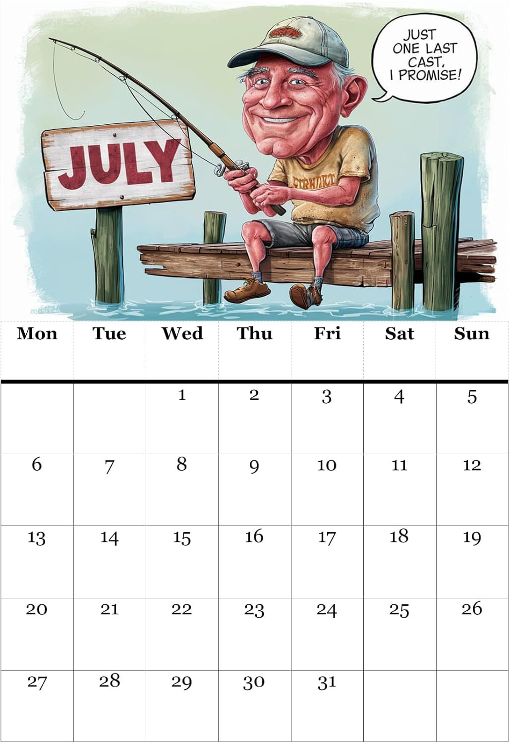 Funny Fishing Calendar 2026 Ideal Gift For Dads, Husbands and Brothers A4 Size