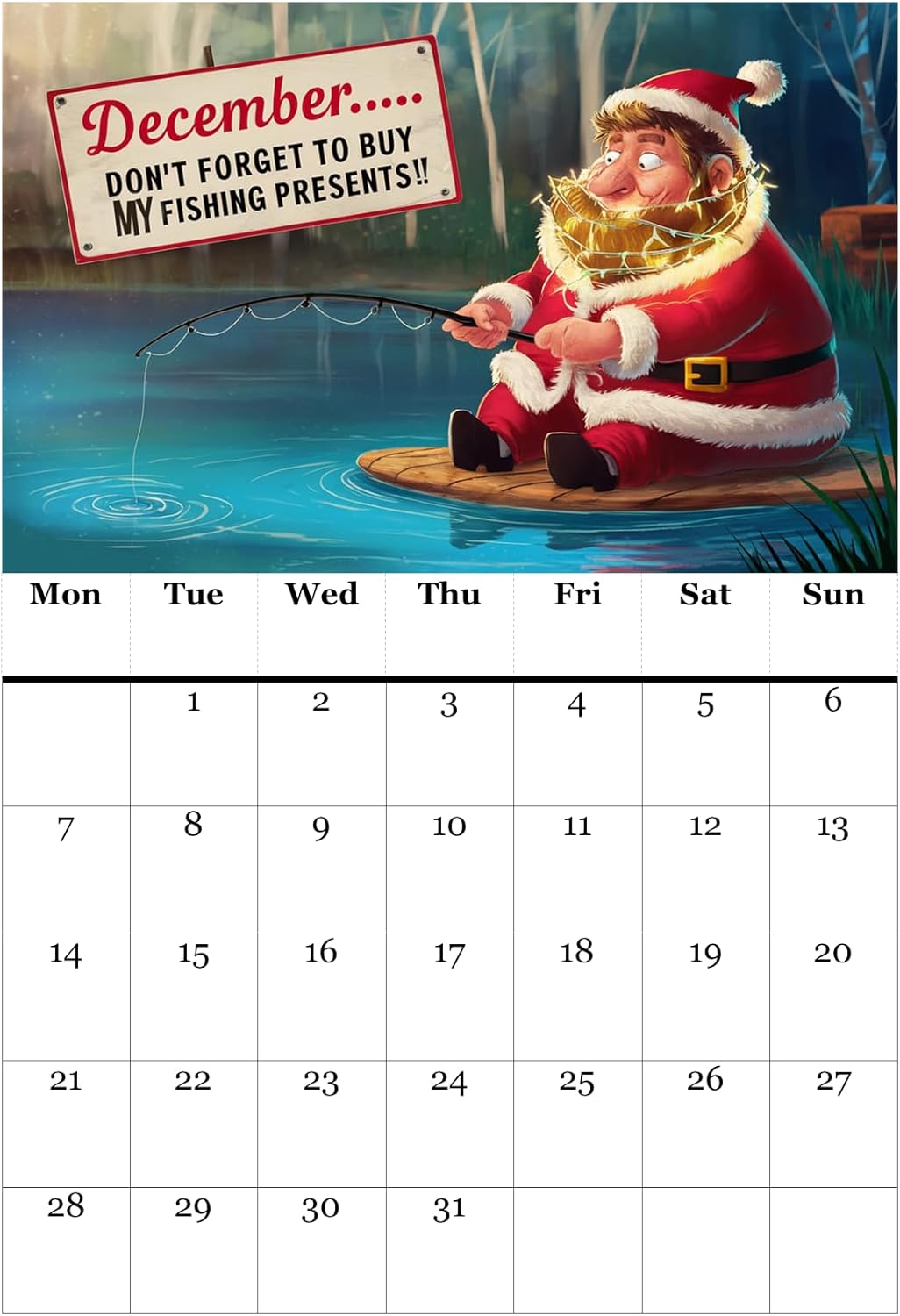 Funny Fishing Calendar 2026 Ideal Gift For Dads, Husbands and Brothers A4 Size