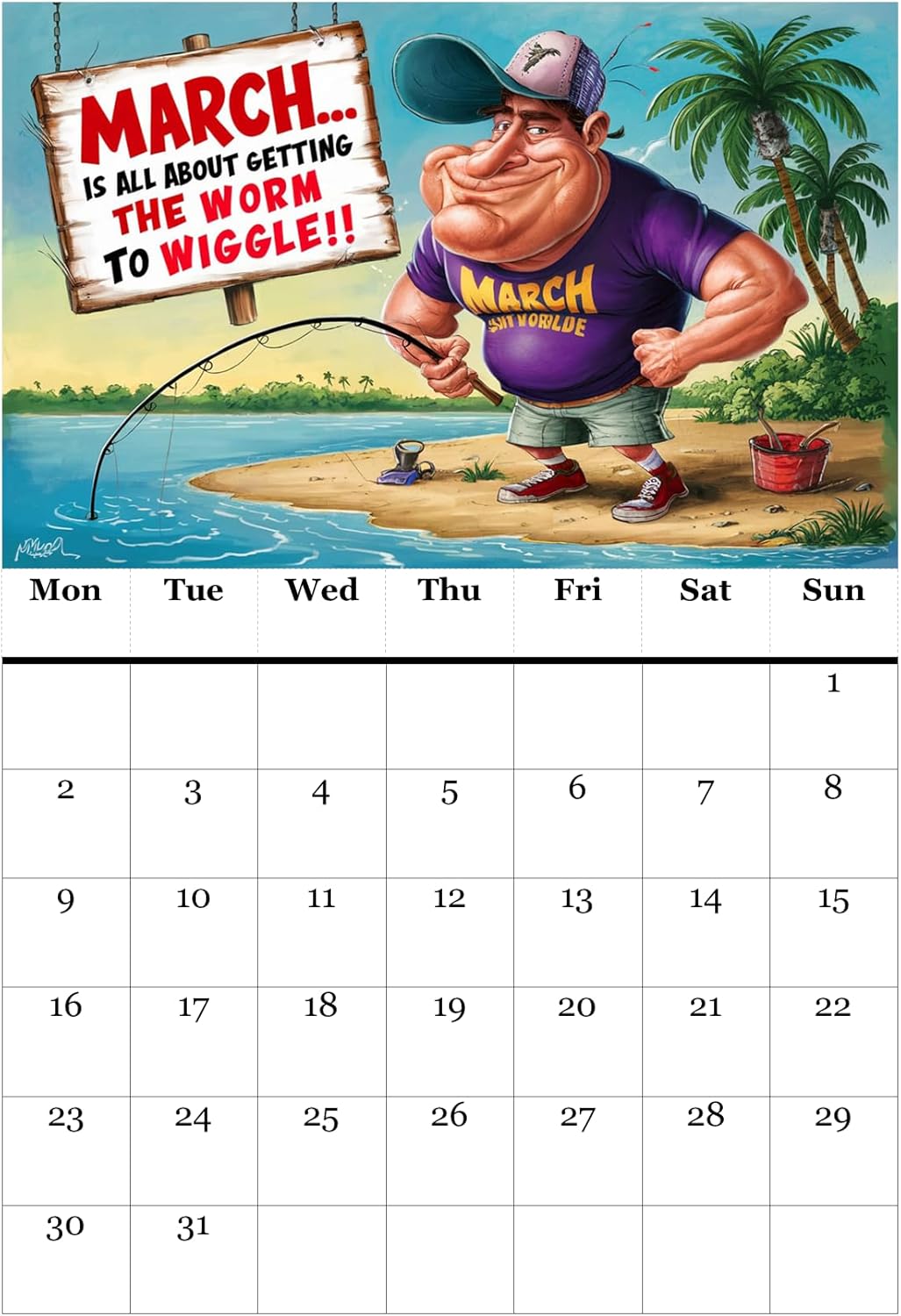 Funny Fishing Calendar 2026 Ideal Gift For Dads, Husbands and Brothers A4 Size