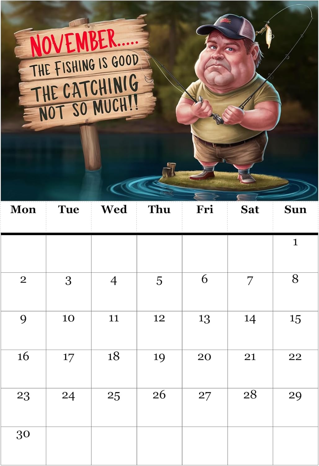 Funny Fishing Calendar 2026 Ideal Gift For Dads, Husbands and Brothers A4 Size