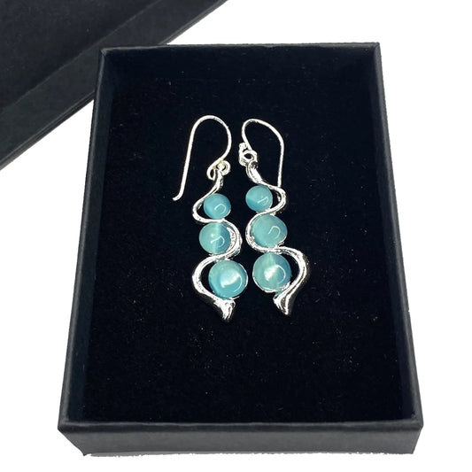 925 Silver Hook Luxury Blue Moonstone Style Earrings