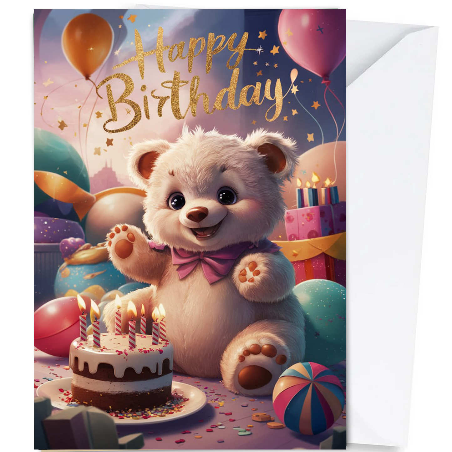 Happy Birthday Cute Teddy Card