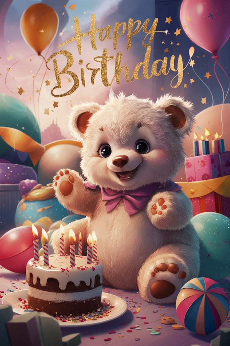 Happy Birthday Cute Teddy Card