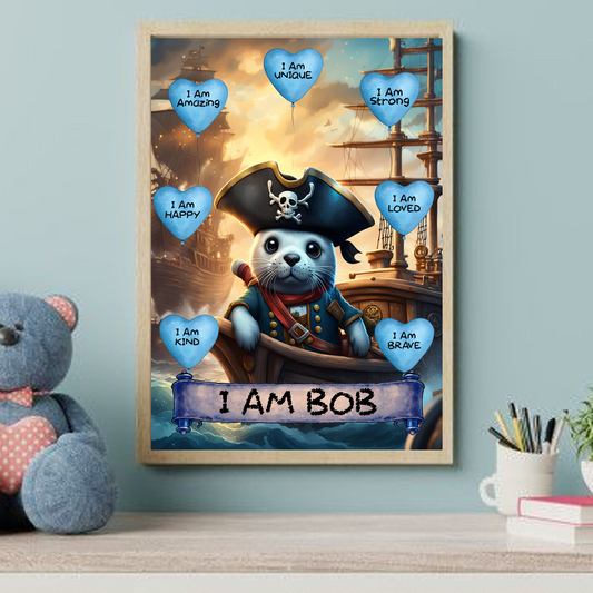 Positive Affirmation Personalised I Am Amazing Prints- Pirate-Otter