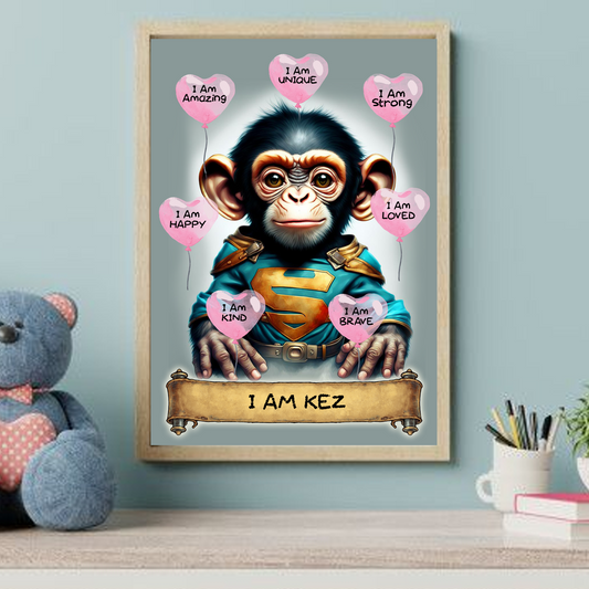 Positive Affirmation Personalised I Am Amazing Prints-Monkey