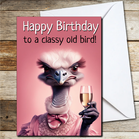 Funny Birthday Cards for Her 'Happy Birthday To A Classy Old Bird' For Wife Sister or Friend