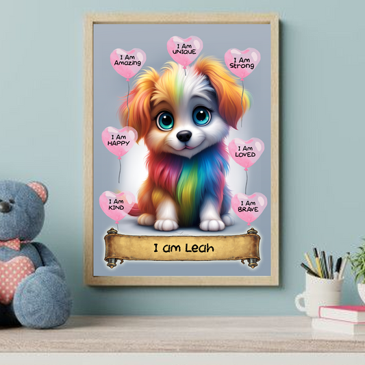 Positive Affirmation Personalised I Am Amazing Prints - Puppy