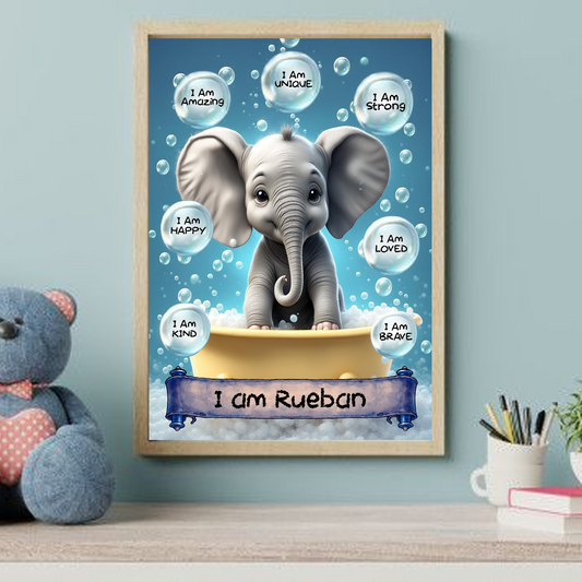 Positive Affirmation Personalised I Am Amazing Prints- Elephant