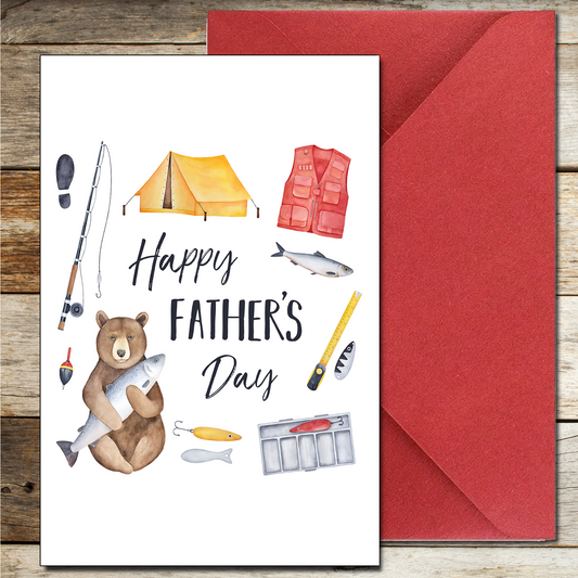 Bear Fishing Father Day Card