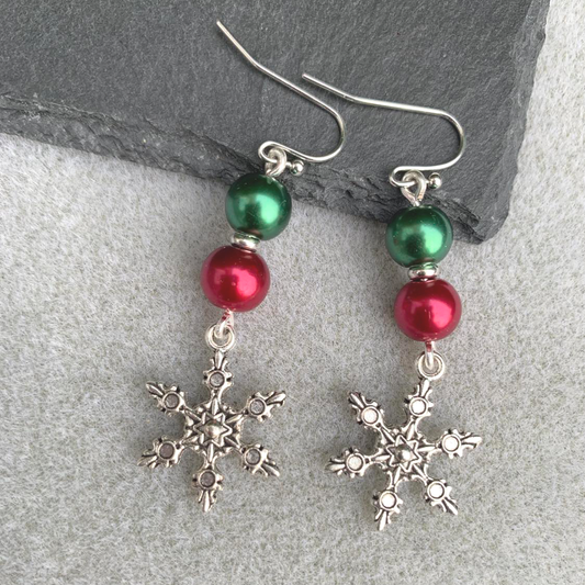 Christmas Frosted Snowflake Earrings