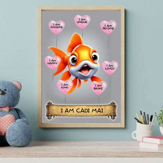 Positive Affirmation Personalised I Am Amazing Prints- Goldfish