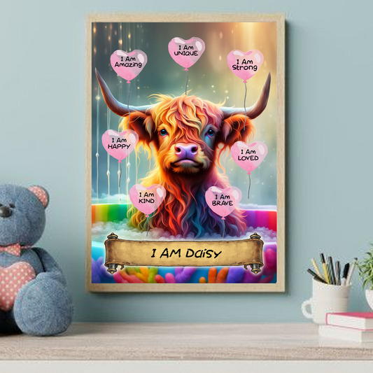 Positive Affirmation Personalised I Am Amazing Prints- Daisy The Cow