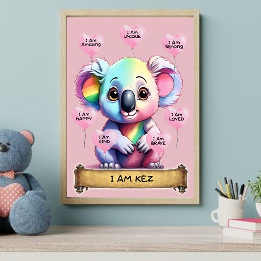 Positive Affirmation Personalised I Am Amazing Prints- koala Bear