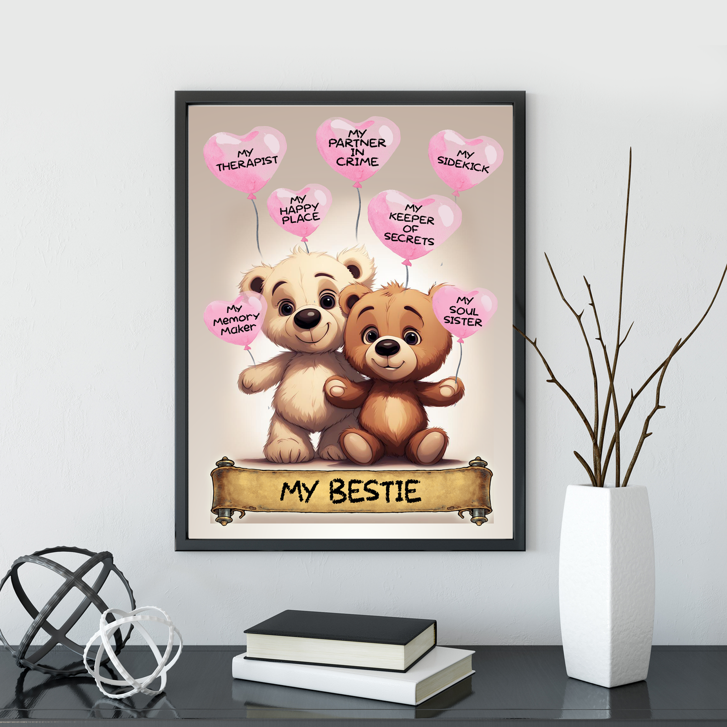 Positive Affirmation I Am Amazing Prints.My Bestie My Sidekick My Happy Place My Partner In Crime My Soul Sister Funny Best Friend Wall Art