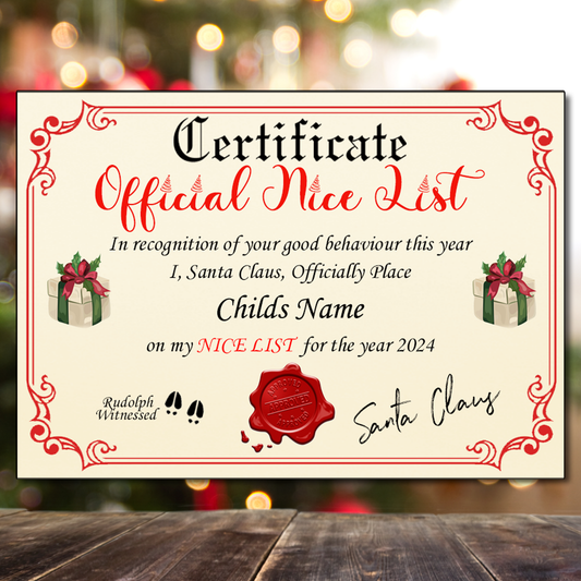 Santas Naughty or Nice List Certificate 2024