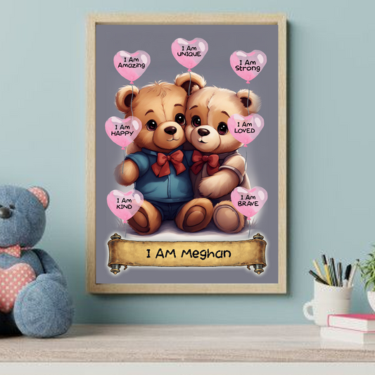 Positive Affirmation Personalised I Am Amazing Prints- Friendship Bears