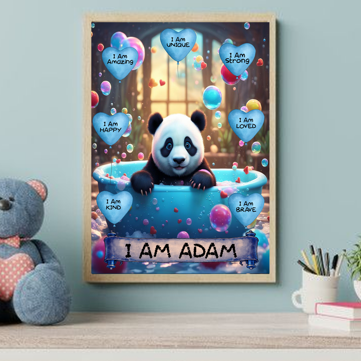 Positive Affirmation Personalised I Am Amazing Prints- Panda