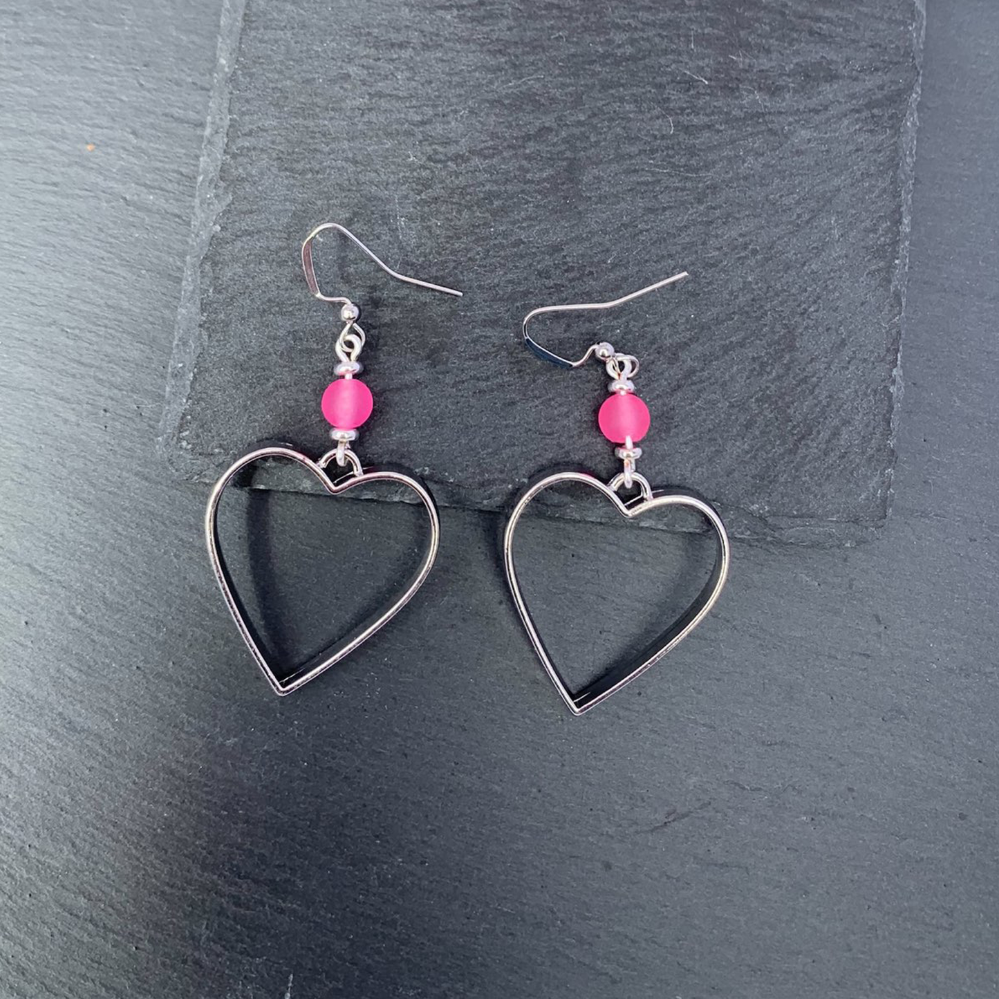 Candy Pink Big Heart Earrings