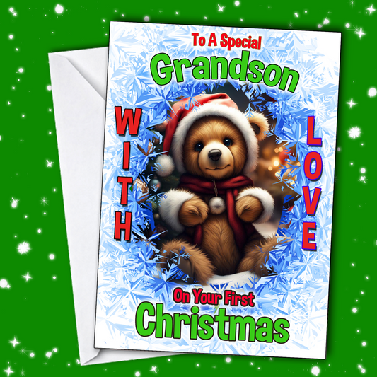 Special Grandson First Christmas Card
