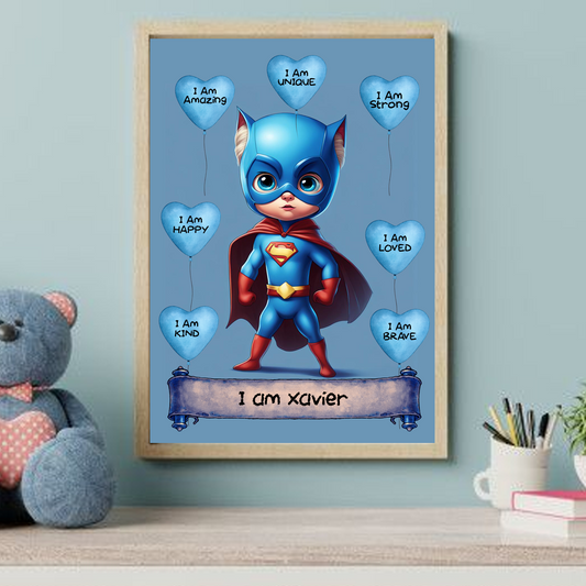 Positive Affirmation Personalised I Am Amazing Prints-Super Hero