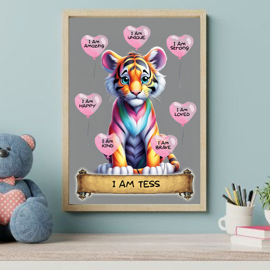 Positive Affirmation Personalised I Am Amazing Prints - Tiger