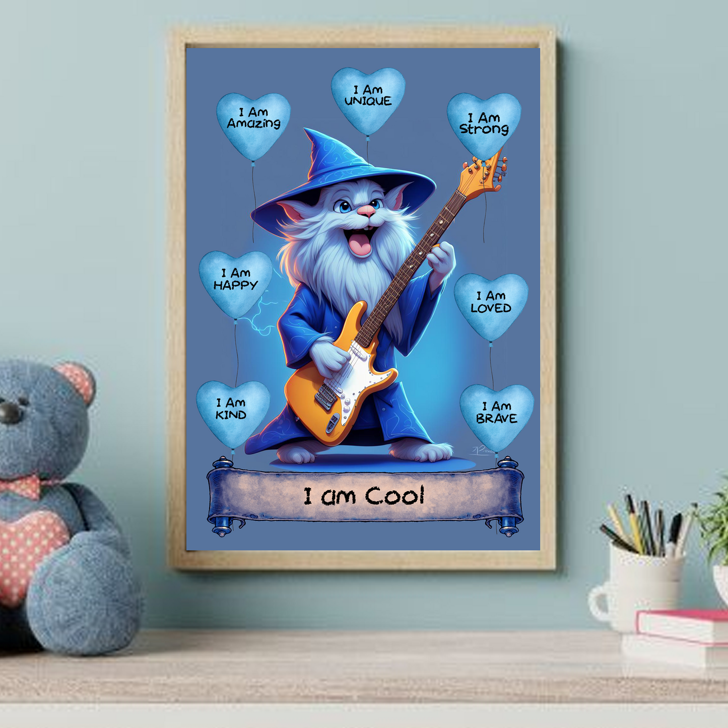Positive Affirmation Personalised I Am Amazing Prints - Cool Cat
