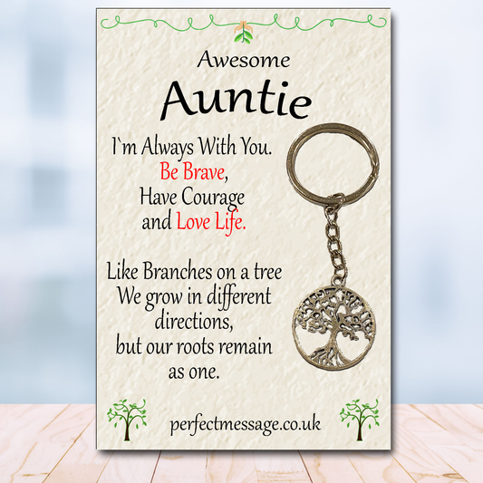 Auntie Tree Of Life keyring Inspirational Gift