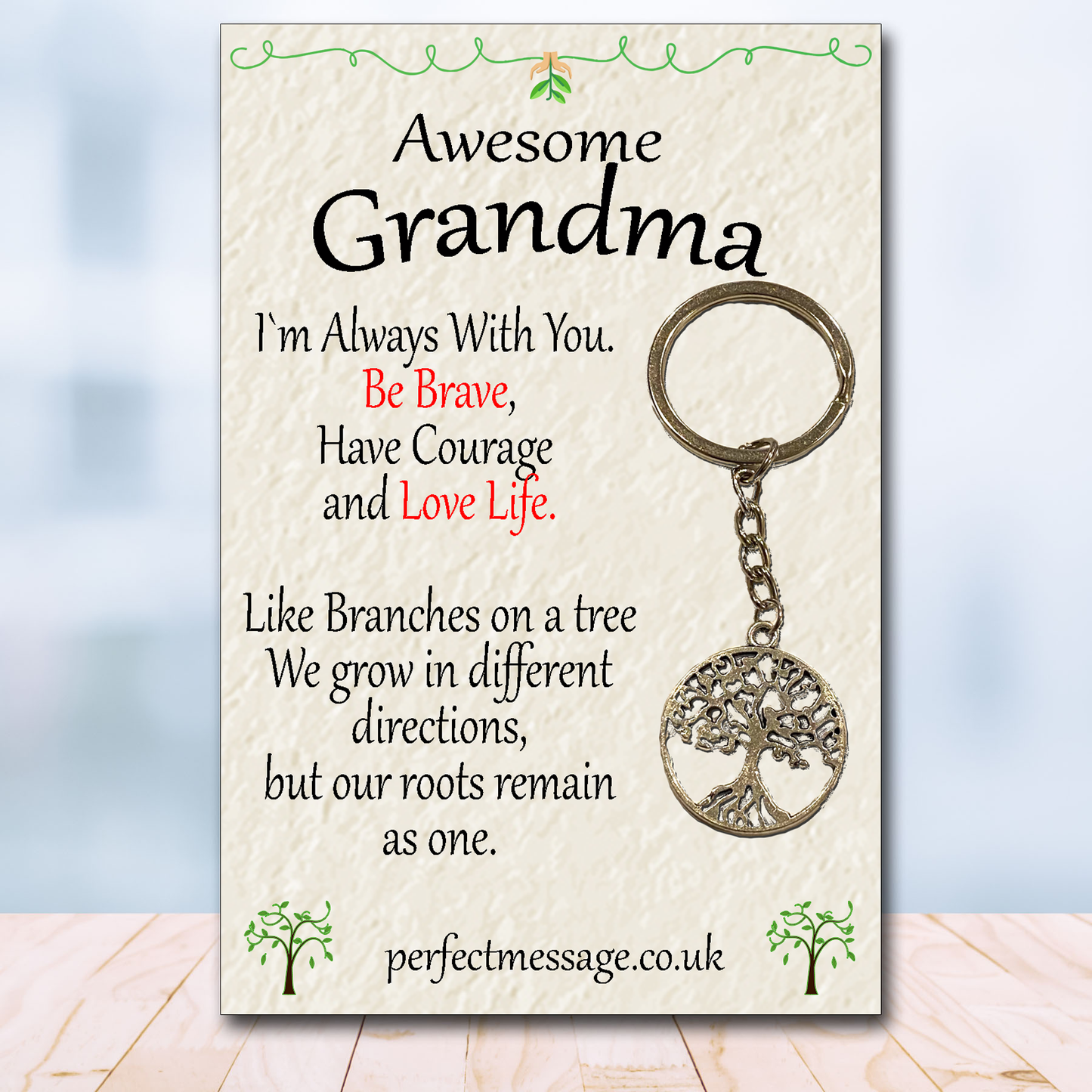 Awesome Grandma Tree Of Life Keyring Inspirational Gift