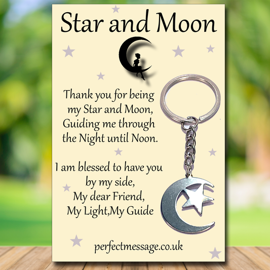 Star and Moon Inspirational Keyring Gift