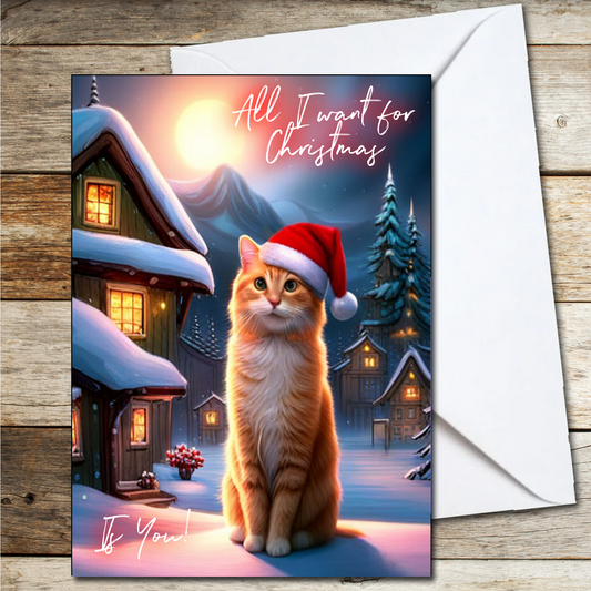 Christmas Card for Wife, Girlfriend, Husband, Boyfriend Cat Lovers A5