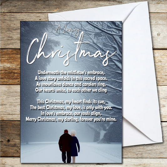 Christmas Card for Wife, Husband, Boyfriend, Girlfriend, Fiance, Underneath the mistletoe A5