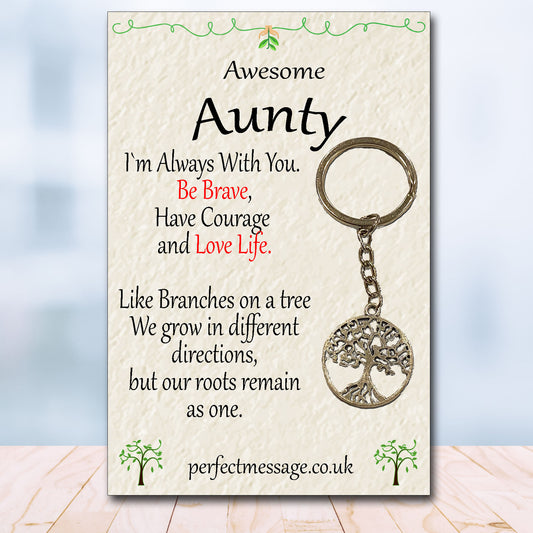 Aunty Tree Of Life Keyring, Aunty Inspirational Gift