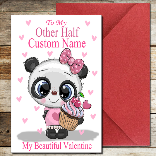 Bear With Cake Other Half Valentines Day Card Personalised