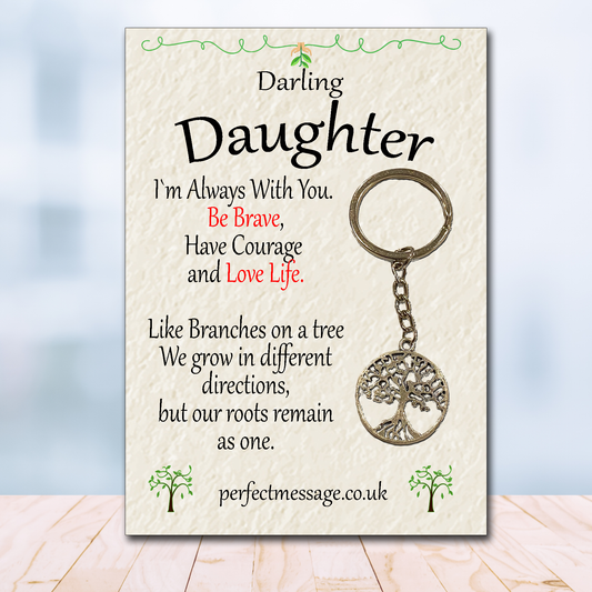 Darling Daughter Tree Of Life Keyring, Daughter Inspirational Gift