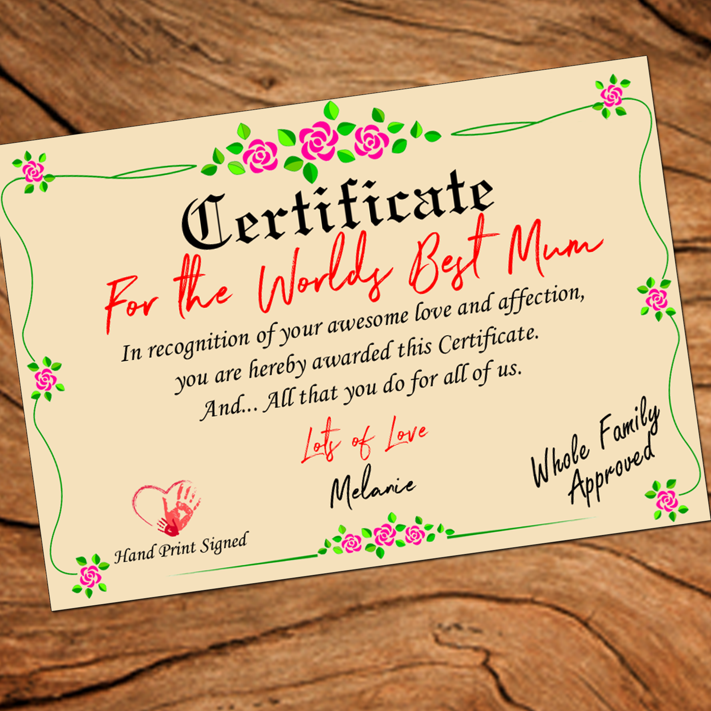 World`s Best Mum Certificate
