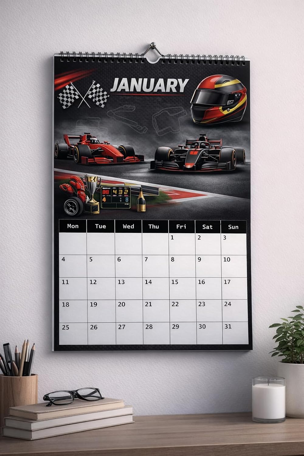 2027 Racing Fan Calendar A4 Wall Hanging – Motorsport Inspired Monthly Planner