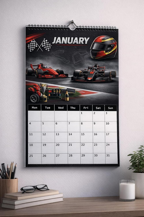 2027 Racing Fan Calendar A4 Wall Hanging – Motorsport Inspired Monthly Planner
