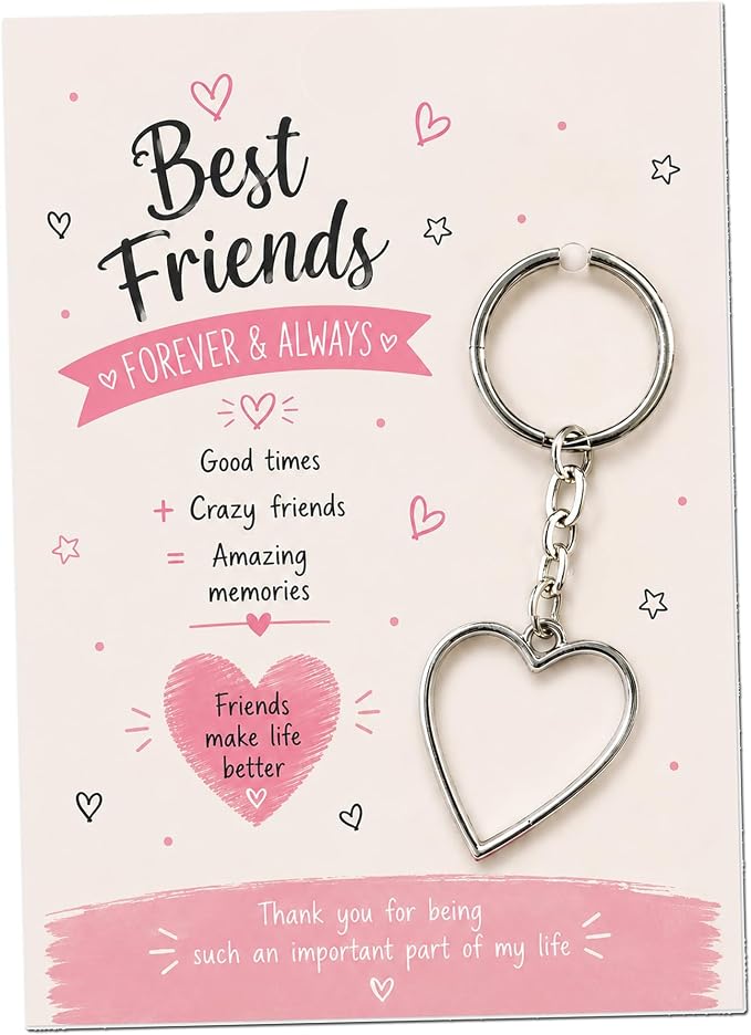 Friend Gift Birthday Keyring Thinking of You Gift for Women (Heart Keyring)