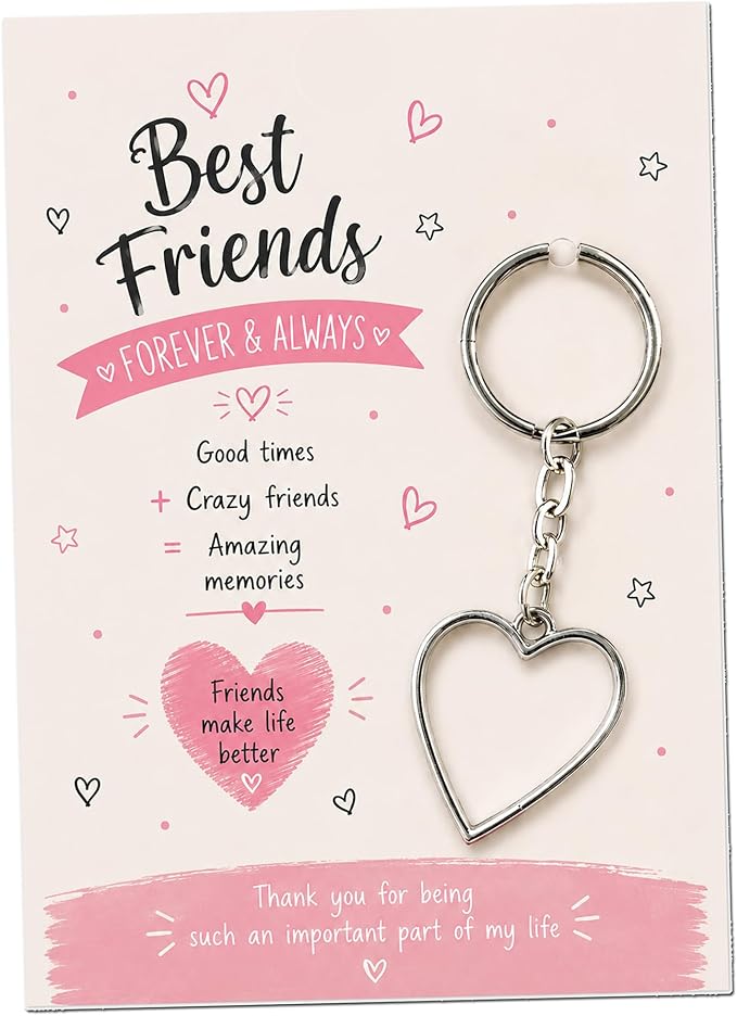 Friend Gift Birthday Keyring Thinking of You Gift for Women (Heart Keyring)