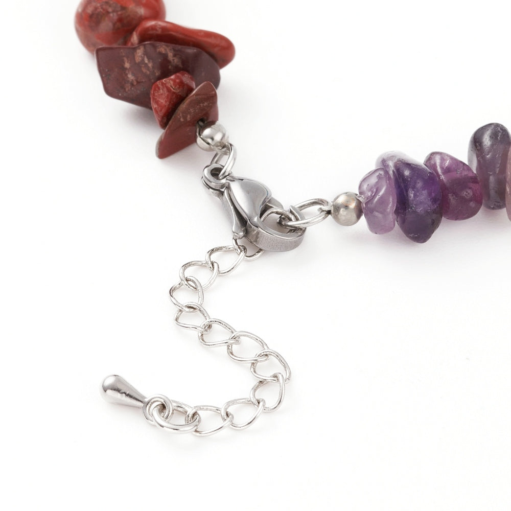 Gemstone Chakra Bracelet With Teardrop Extender Chain