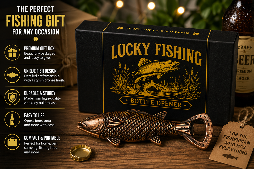 Fishing Gift, Fish Bottle Opener with Premium Lucky Fishing Gift Box