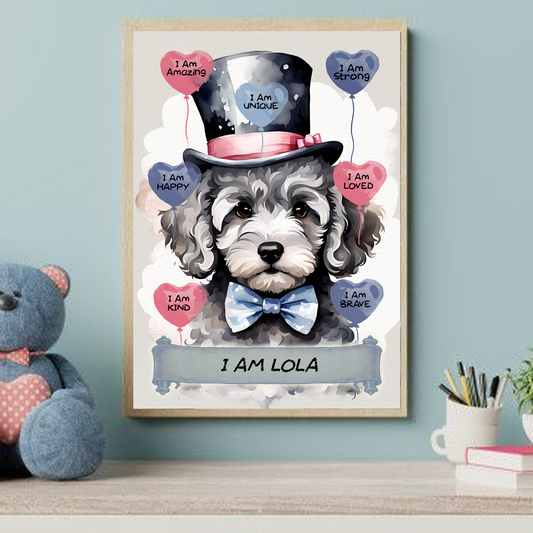 Positive Affirmation Personalised I Am Amazing Prints - Dog With A Top Hat