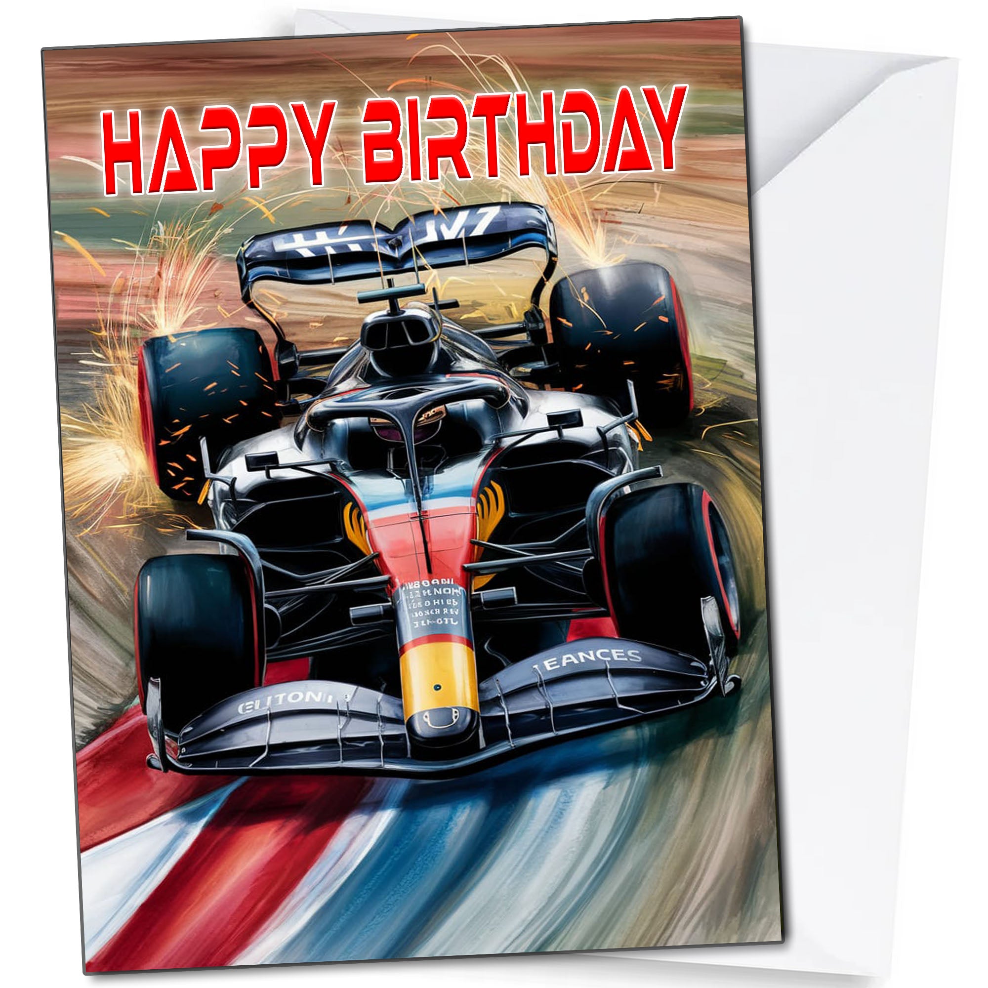 F1 Themed Birthday Card, A5 Glossy Card, With Envelope