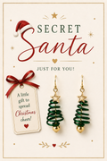Secret Santa Christmas Tree Earrings Gift Card