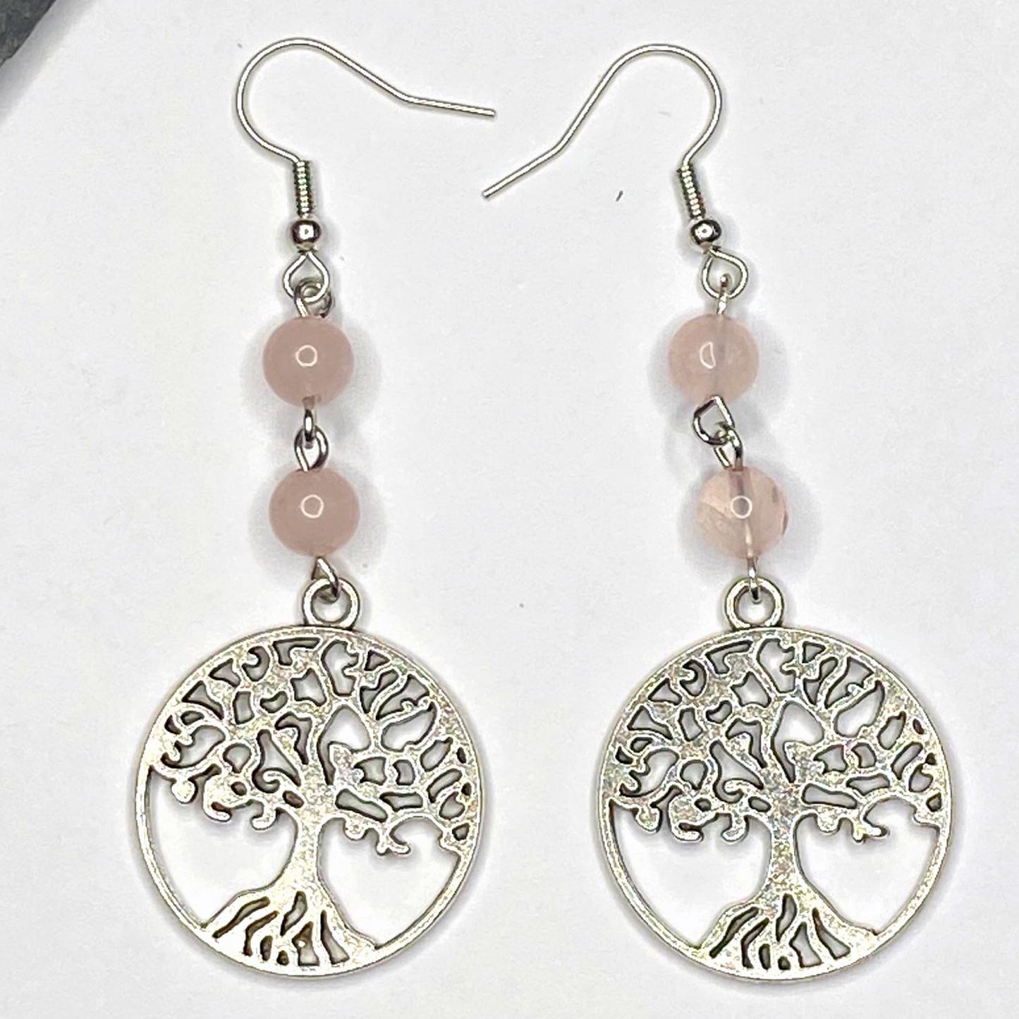 Tree of Life Long Drop Bead Earrings