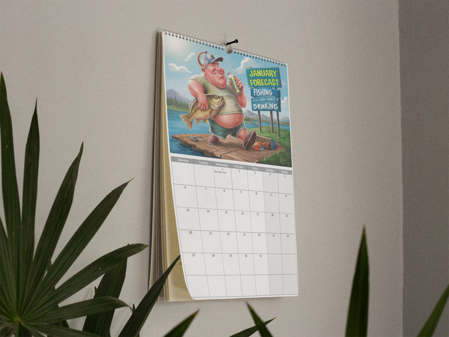 Funny Fishing Calendar 2025 Ideal Gift For Dads, Husbands and Brothers A4 Size