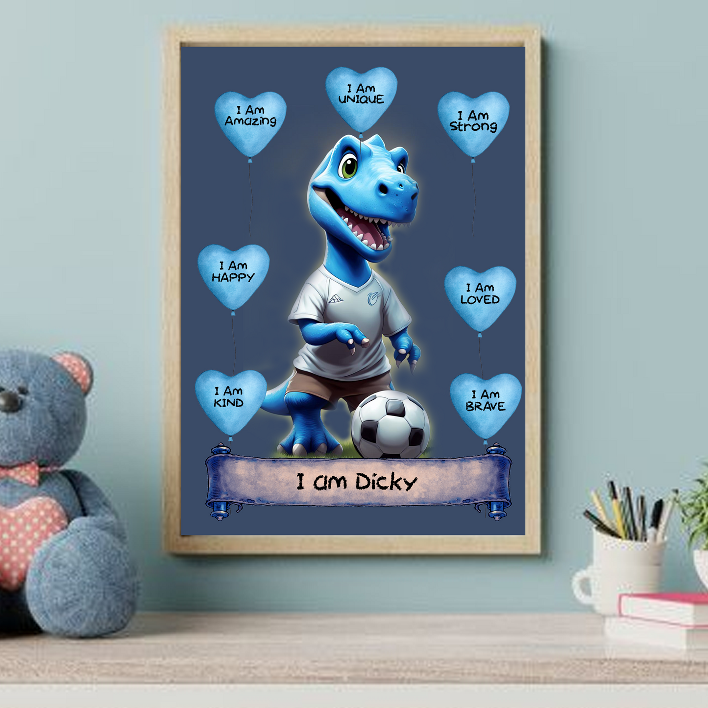 Positive Affirmation Personalised I Am Amazing Prints - Dinosaur