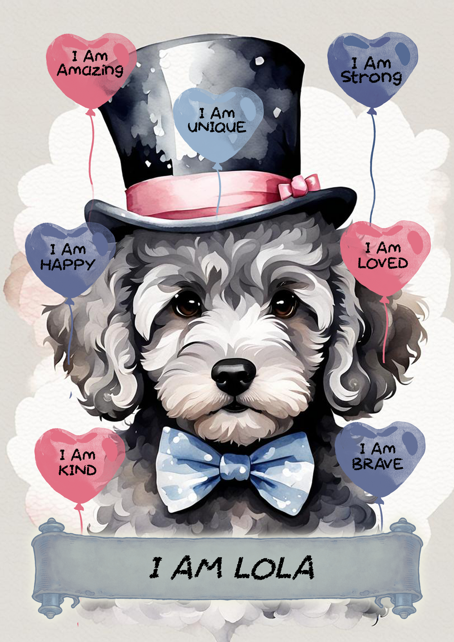 Positive Affirmation Personalised I Am Amazing Prints - Dog With A Top Hat