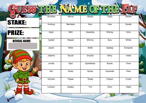 3 Pack Christmas Themed Fundraising Scratchcards, Elf, Reindeer, and Gonk A4 Size, 50 names